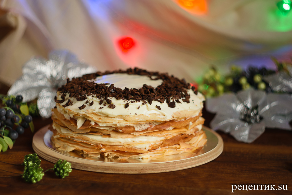 Блинный торт «Крепвиль» с маскарпоне - рецепт с фото, результат