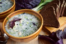 Рецепт окрошки на сыворотке с базиликом